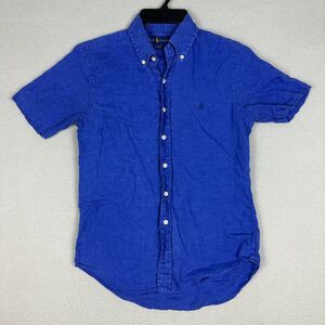 Ralph Lauren Polo Mens XS Classic Fit Button Down Lightweight Linen Shirt Blue